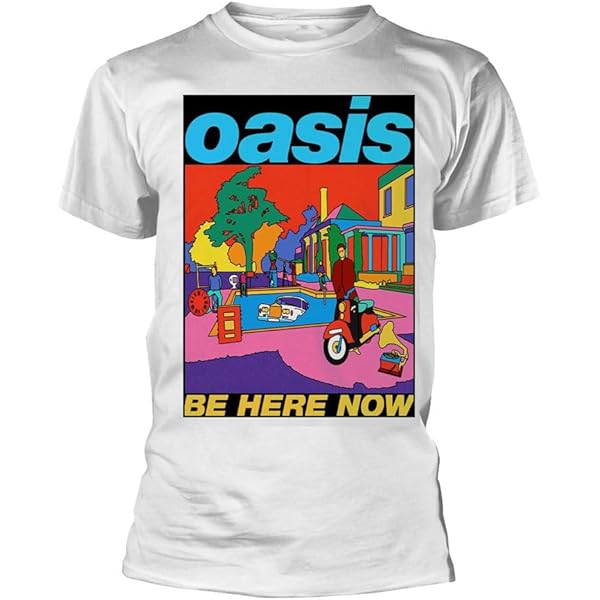 Amazon | [Oasis] T Shirt Be Here Now Illustration Band Logo